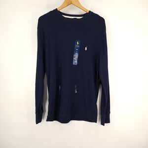 Polo Ralph Lauren Shirt Mens Large Navy Sleepwear Thermal Long Sleeve Top